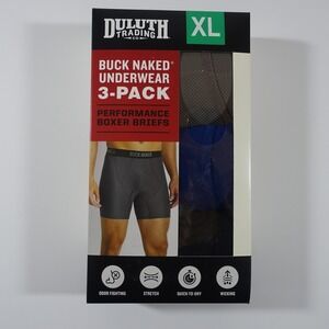 Duluth Trading Company Buck Naked Underwear 3 Pair Performance Boxer Briefs XL